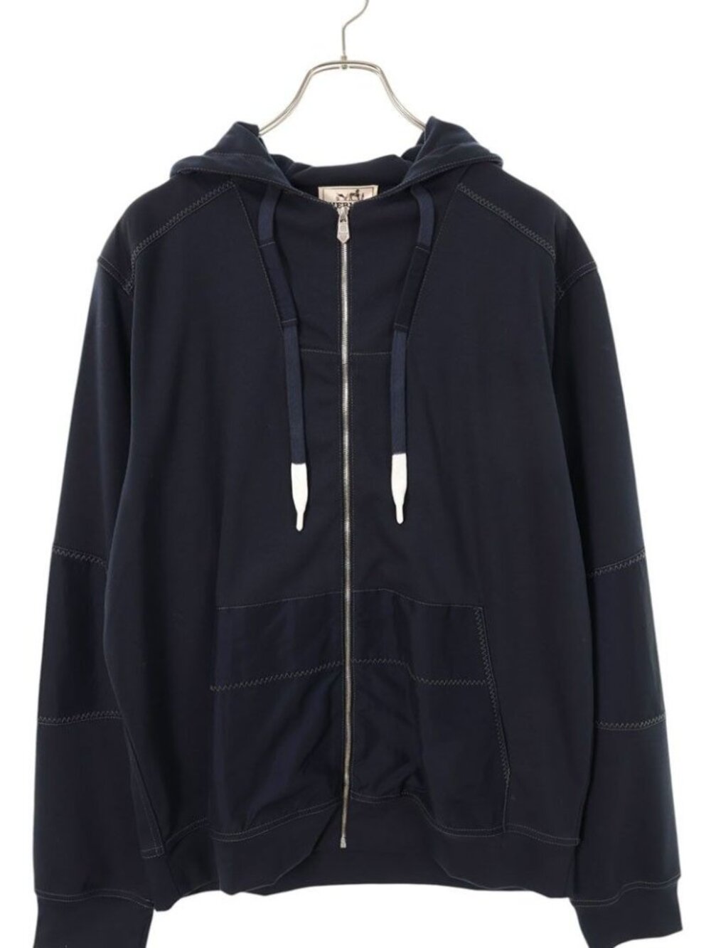 Hermes Voile Nylon Trim Zip Up Hoodie
